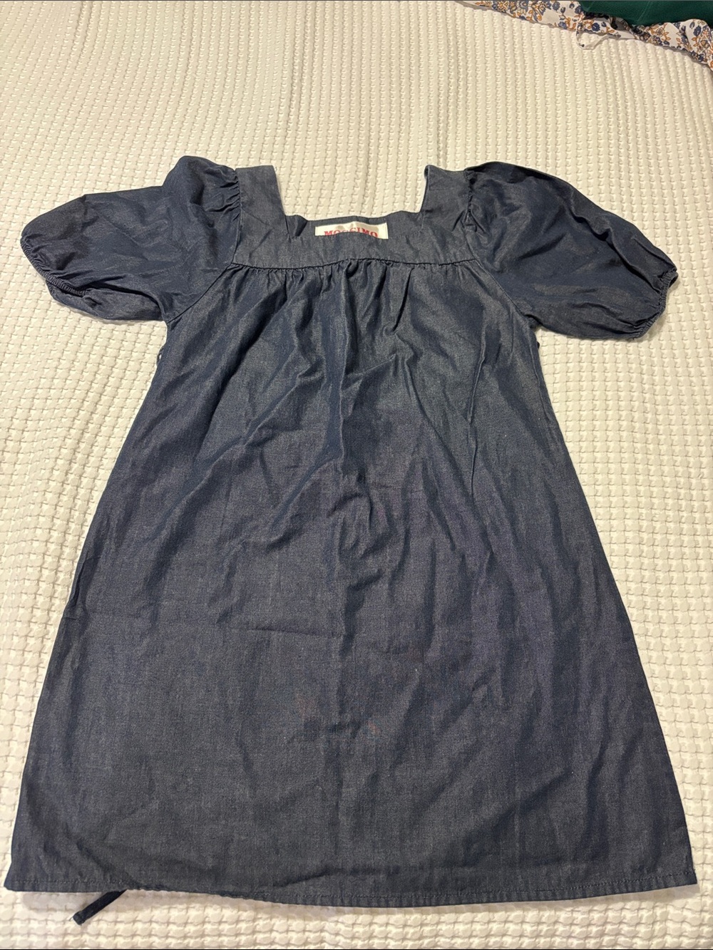 Mossimo Supply Co. Navy Puff-Sleeve Denim Dress
